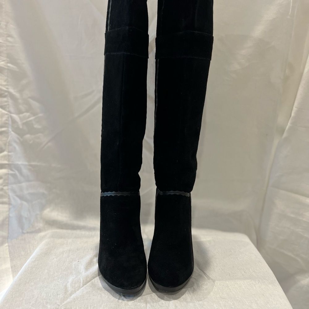 Reba black suede high boots size 8.